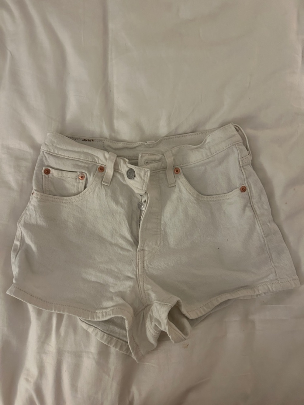 Levi's 501 White Denim High-Rise Jean Shorts